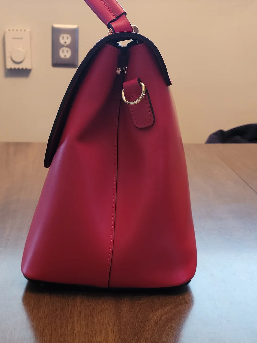 Structured Italian Leather Top-Handle Satchel in Bright Red